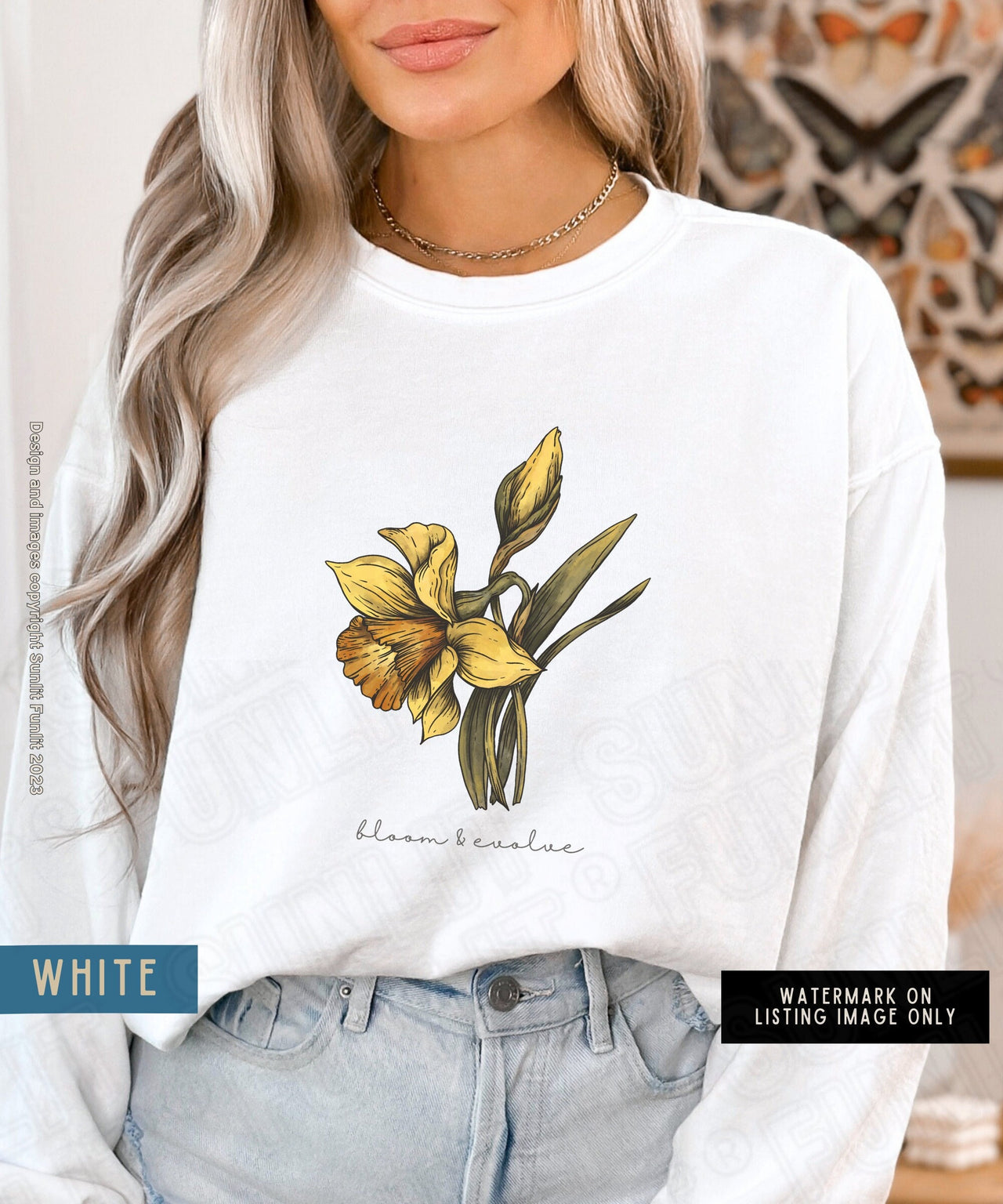 March Birth Flower Sweater, Comfort Colors Floral Sweatshirt, Minimalist Vintage Daffodil Shirt, Birth Month Flower Birthday Gift, Bloom Tee - SunlitFunlit