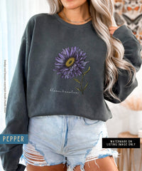 Thumbnail for September Birth Flower Sweater, Comfort Colors Floral Sweatshirt, Minimalist Vintage Aster Shirt, Birth Month Flower, Birthday Gift, Bloom - SunlitFunlit