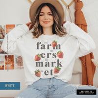 Thumbnail for Strawberry Sweatshirt, Womens Tshirts Strawberry, Cute Aesthetic Shirt Strawberry Clothes, Pink Cottagecore Sweater, Farmers Market Crewneck - SunlitFunlit