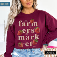 Thumbnail for Strawberry Sweatshirt, Womens Tshirts Strawberry, Cute Aesthetic Shirt Strawberry Clothes, Pink Cottagecore Sweater, Farmers Market Crewneck - SunlitFunlit