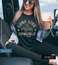 Thumbnail for Retro Cowgirl Tshirt Cute Country Shirt, Long Live Cowgirls Outfit for Women, Cowgirl Theme Shirt Horse Print, Country Concert Rodeo Tee - SunlitFunlit