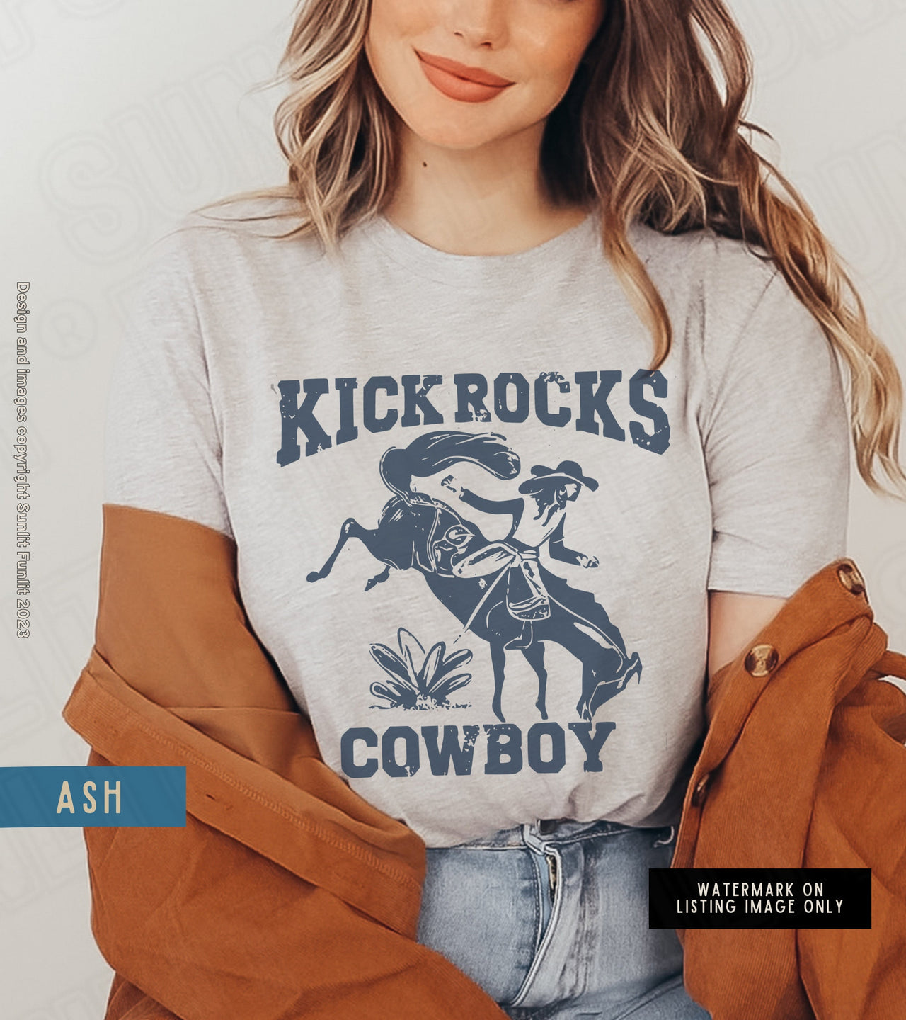 Retro Cowgirl Tshirt, Funny Cute Country Shirts, Kick Rocks Cowboy Distressed Vintage Inspired Tee, Country Concert Music Fest Rodeo Gift - SunlitFunlit