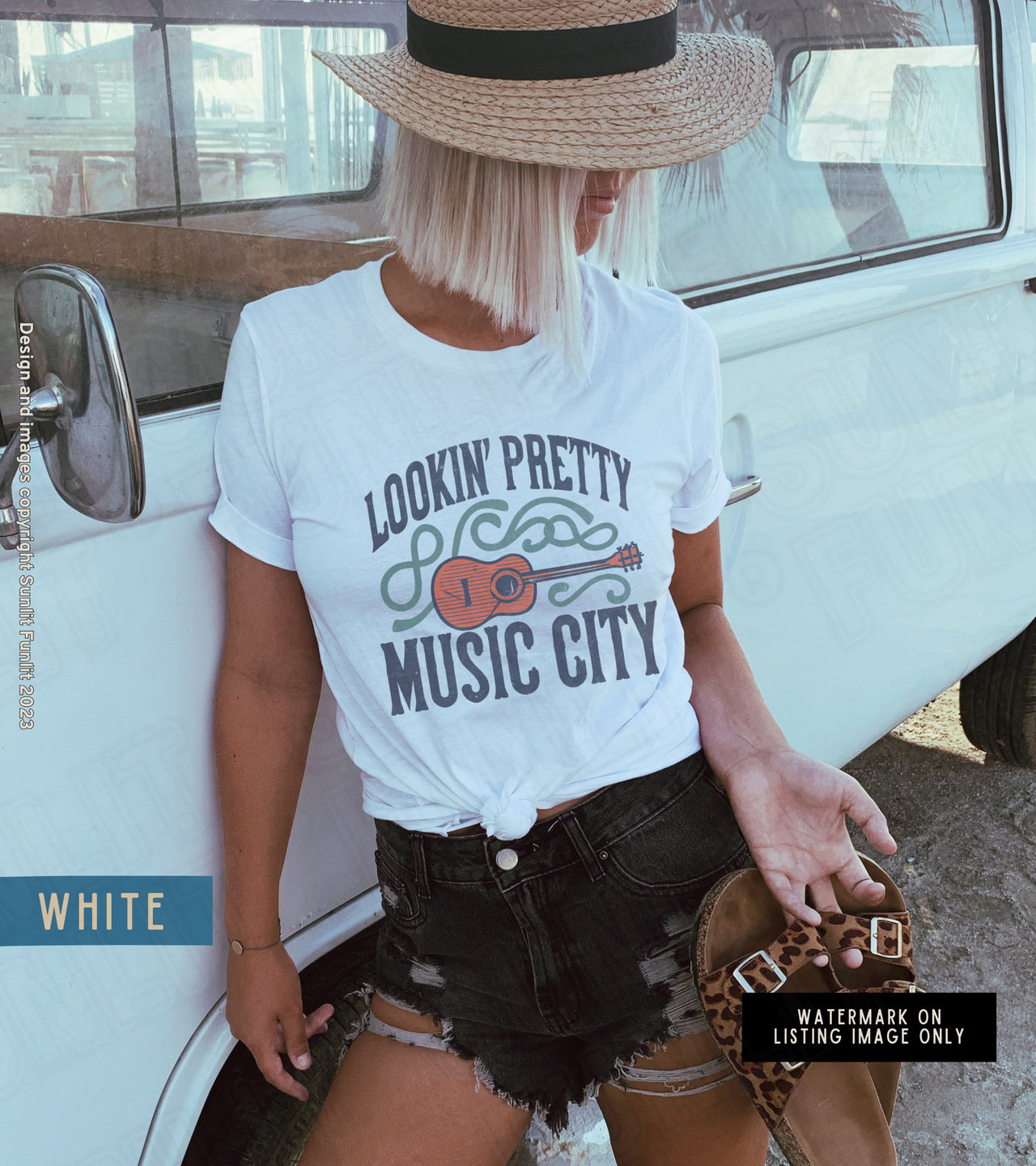 Nashville Tshirt Dress Oversized Graphic Shirt, Music City Cute Nashville Tee, Tennessee Country Music Retro Guitar T Shirt Music Lover Gift - SunlitFunlit