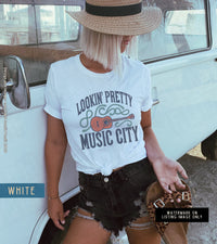 Thumbnail for Nashville Tshirt Dress Oversized Graphic Shirt, Music City Cute Nashville Tee, Tennessee Country Music Retro Guitar T Shirt Music Lover Gift - SunlitFunlit