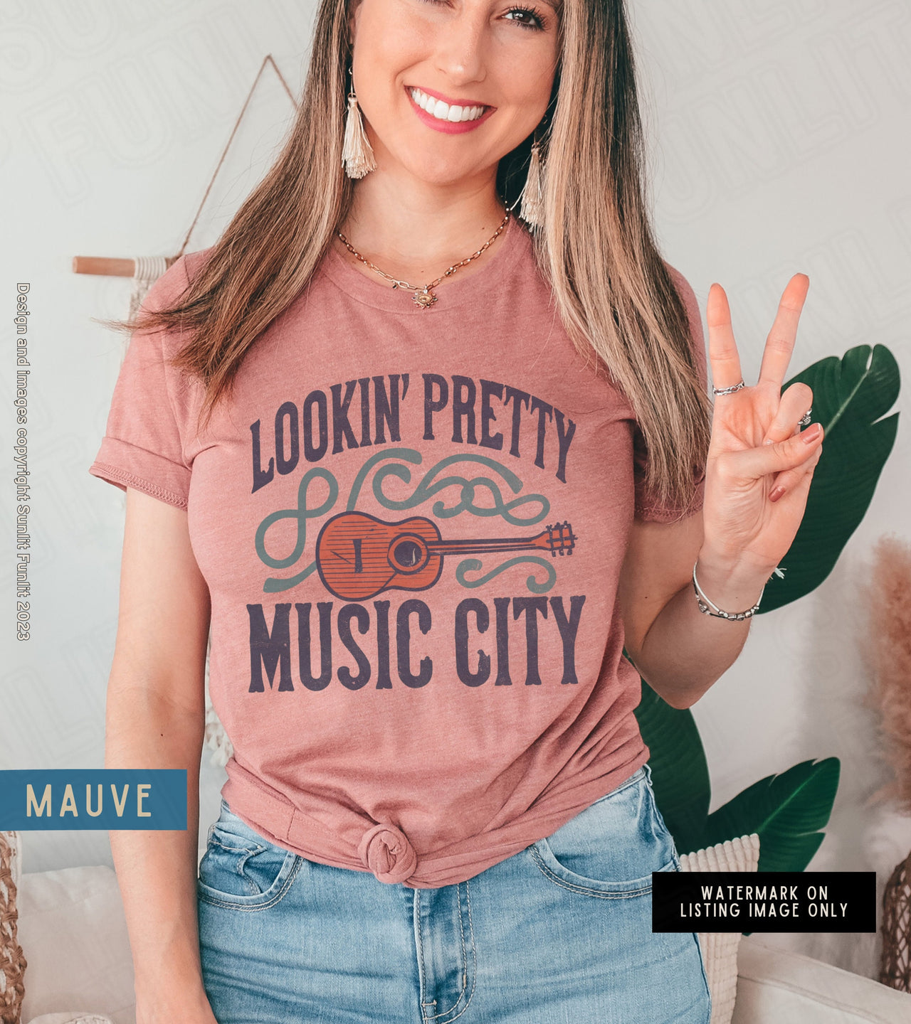 Nashville Tshirt Dress Oversized Graphic Shirt, Music City Cute Nashville Tee, Tennessee Country Music Retro Guitar T Shirt Music Lover Gift - SunlitFunlit