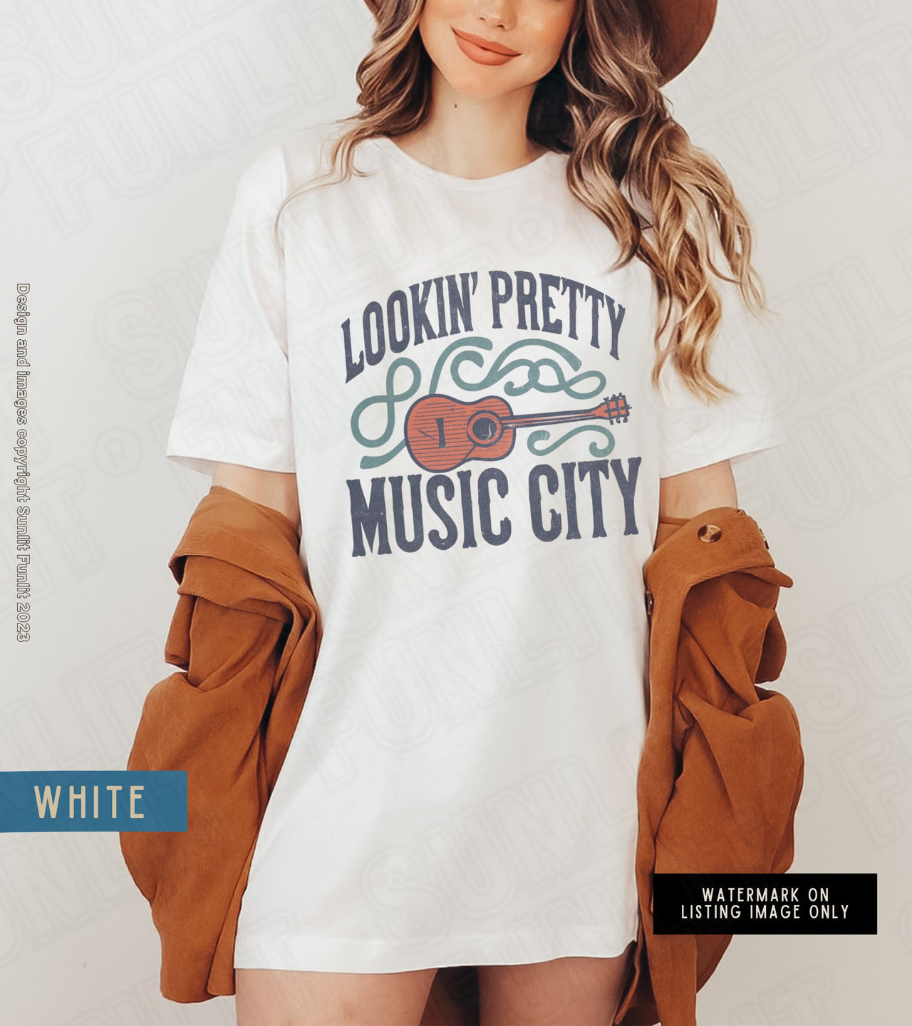 Nashville Tshirt Dress Oversized Graphic Shirt, Music City Cute Nashville Tee, Tennessee Country Music Retro Guitar T Shirt Music Lover Gift - SunlitFunlit