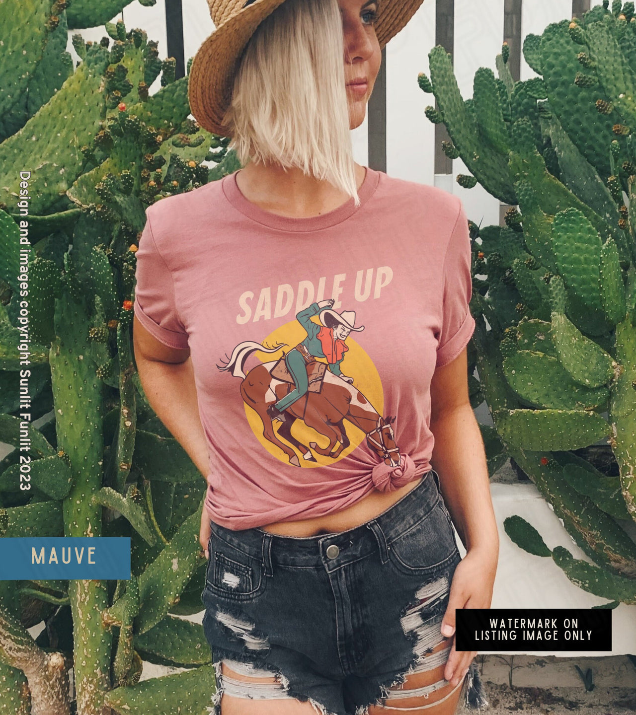 Retro Cowgirl Tshirt Cute Country Shirt, Saddle Up Cowgirl Outfit for Women, Cowgirl Theme Shirt Horse Print, Country Concert Rodeo Tee - SunlitFunlit