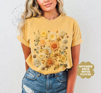 Thumbnail for Pressed Flower Shirt, Comfort Colors Wildflowers Tshirt, Fall Nature Lover Gift, Chrysanthemum Cottagecore Clothes, Granola Girl Aesthetic - SunlitFunlit