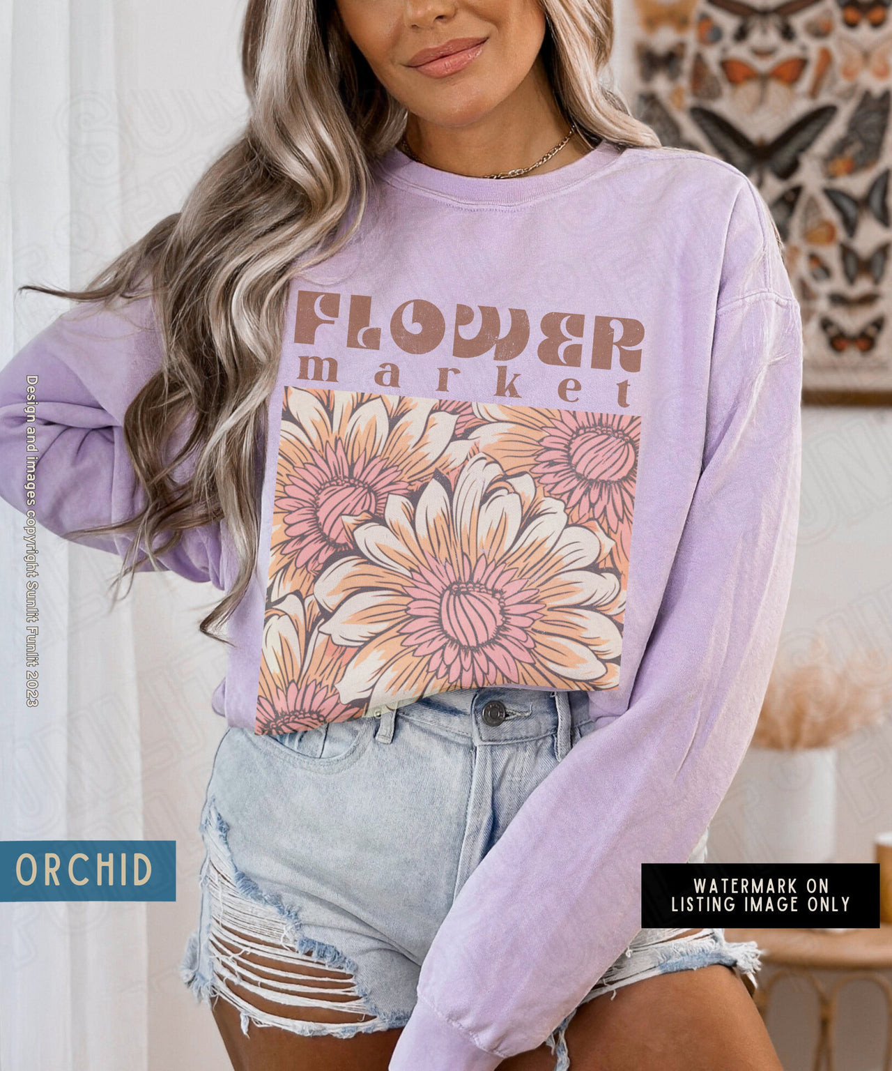 Flower Market Sweatshirt, Comfort Colors Sweat Shirt, Boho Trendy Flowered Crewneck Sweater, Vintage Botanical Floral Pullover, Grandma Gift - SunlitFunlit