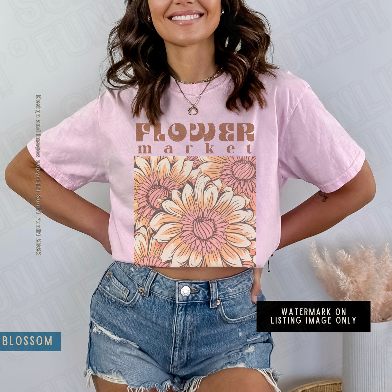 Flower Market Shirt, Comfort Colors Shirts With Flowers, Cottagecore Tee, Vintage Floral Tshirt, Artsy Boho Retro Botanical Wildflower Gift - SunlitFunlit