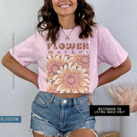 Thumbnail for Flower Market Shirt, Comfort Colors Shirts With Flowers, Cottagecore Tee, Vintage Floral Tshirt, Artsy Boho Retro Botanical Wildflower Gift - SunlitFunlit