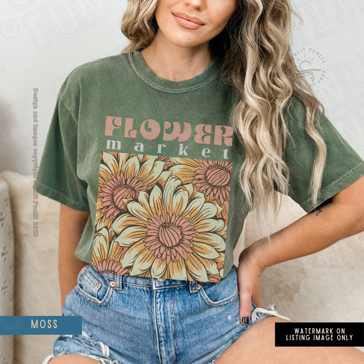 Flower Market Shirt, Comfort Colors Shirts With Flowers, Cottagecore Tee, Vintage Floral Tshirt, Artsy Boho Retro Botanical Wildflower Gift - SunlitFunlit