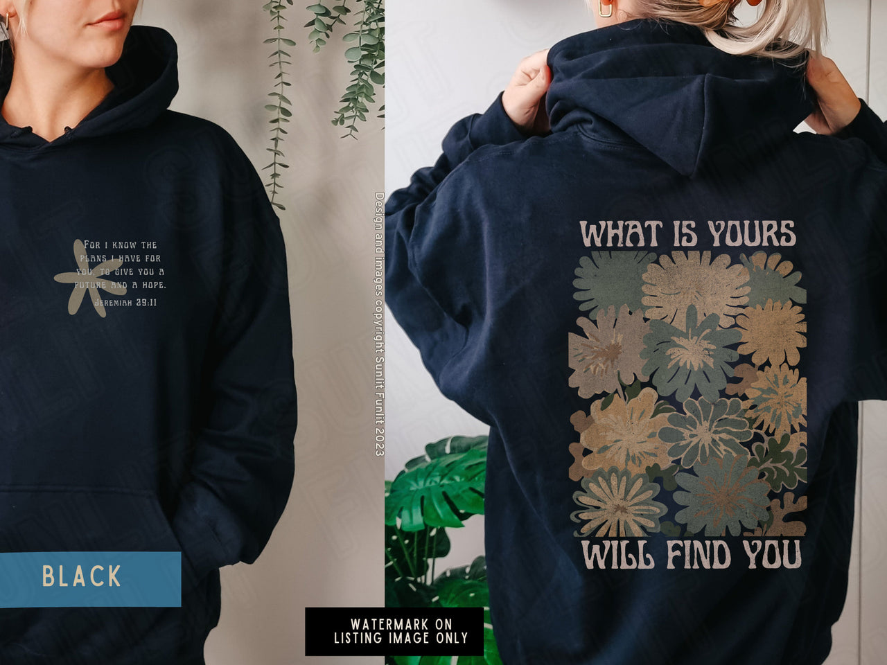 Faith Based Trendy Sweatshirt Christian Hoodie, Wild Flower Bible Verse Sweater, Faith Over Fear Trust in the Lord Jesus Jeremiah 29 11 Gift - SunlitFunlit