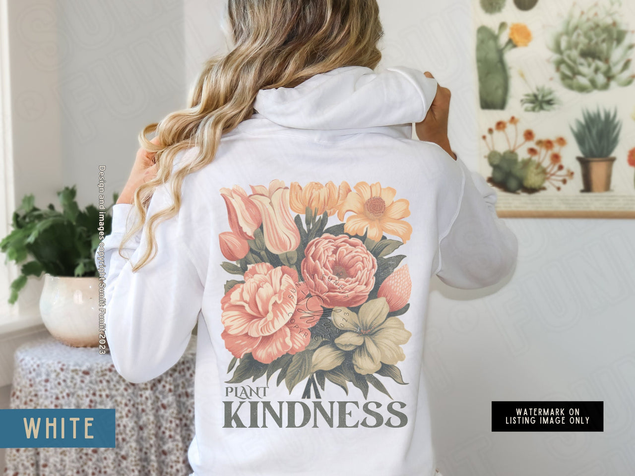 Kindness Hoodie Sweatshirt, Retro Flowers Plant Kindness Sweater, Plant Mom Clothes, Vintage Distressed Hoodie Words on Back, Be Kind Shirt - SunlitFunlit