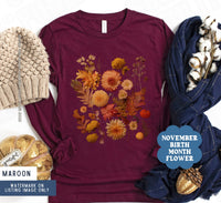 Thumbnail for Pressed Flower Sweater Women, Vintage Dried Botanical Sweatshirt, Long Sleeve Boho Fall Wildflower Shirt, Nature Cottagecore Granola Girl - SunlitFunlit