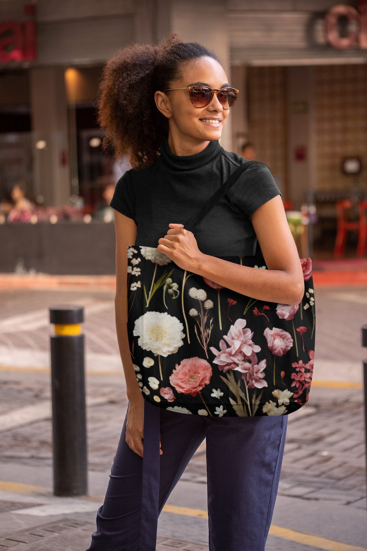 Birth Flower Tote Bag, January Birth Month Flower Gift, Girly Pressed Flowers Totebag Aesthetics, Floral Cottage Core Carnations Snowdrops - SunlitFunlit