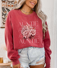 Thumbnail for Auntie Sweatshirt Comfort Colors, Auntie Wildflower Sweater, Aunt Crewneck Flowers Shirt, Cute Floral Sweater Plus Size, Pregnancy Reveal - SunlitFunlit