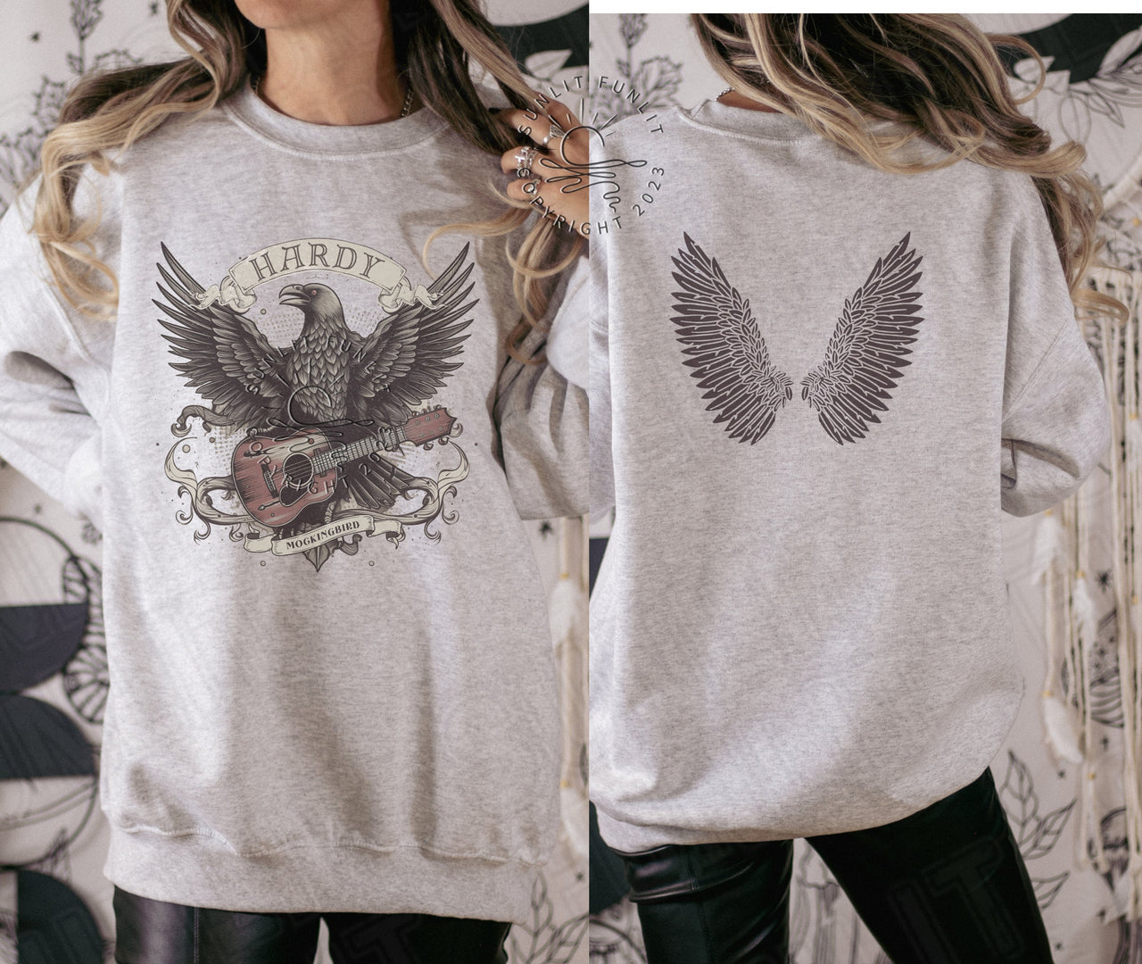 Hardy Sweatshirt for Concert, Hardy Shirt Mockingbird Crow, Country Music Sweater, Two Sided Crewneck Sweater, Oversized Hardy Fan Gift - SunlitFunlit