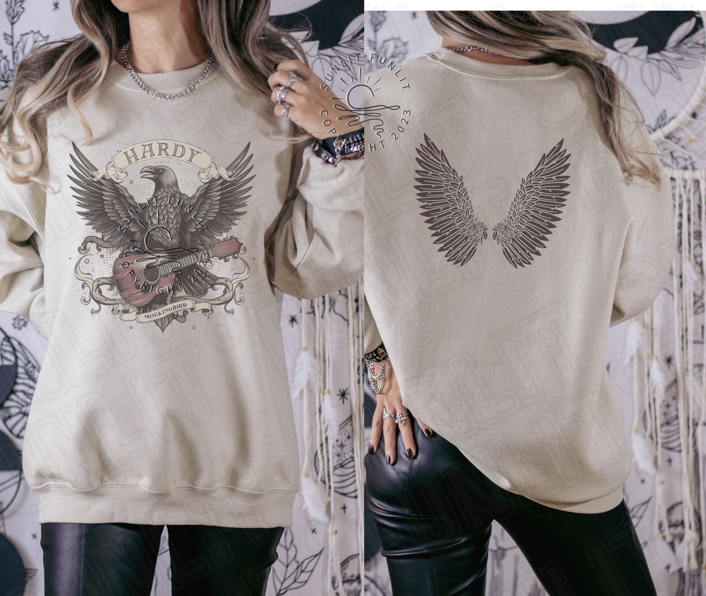 Hardy Sweatshirt for Concert, Hardy Shirt Mockingbird Crow, Country Music Sweater, Two Sided Crewneck Sweater, Oversized Hardy Fan Gift - SunlitFunlit