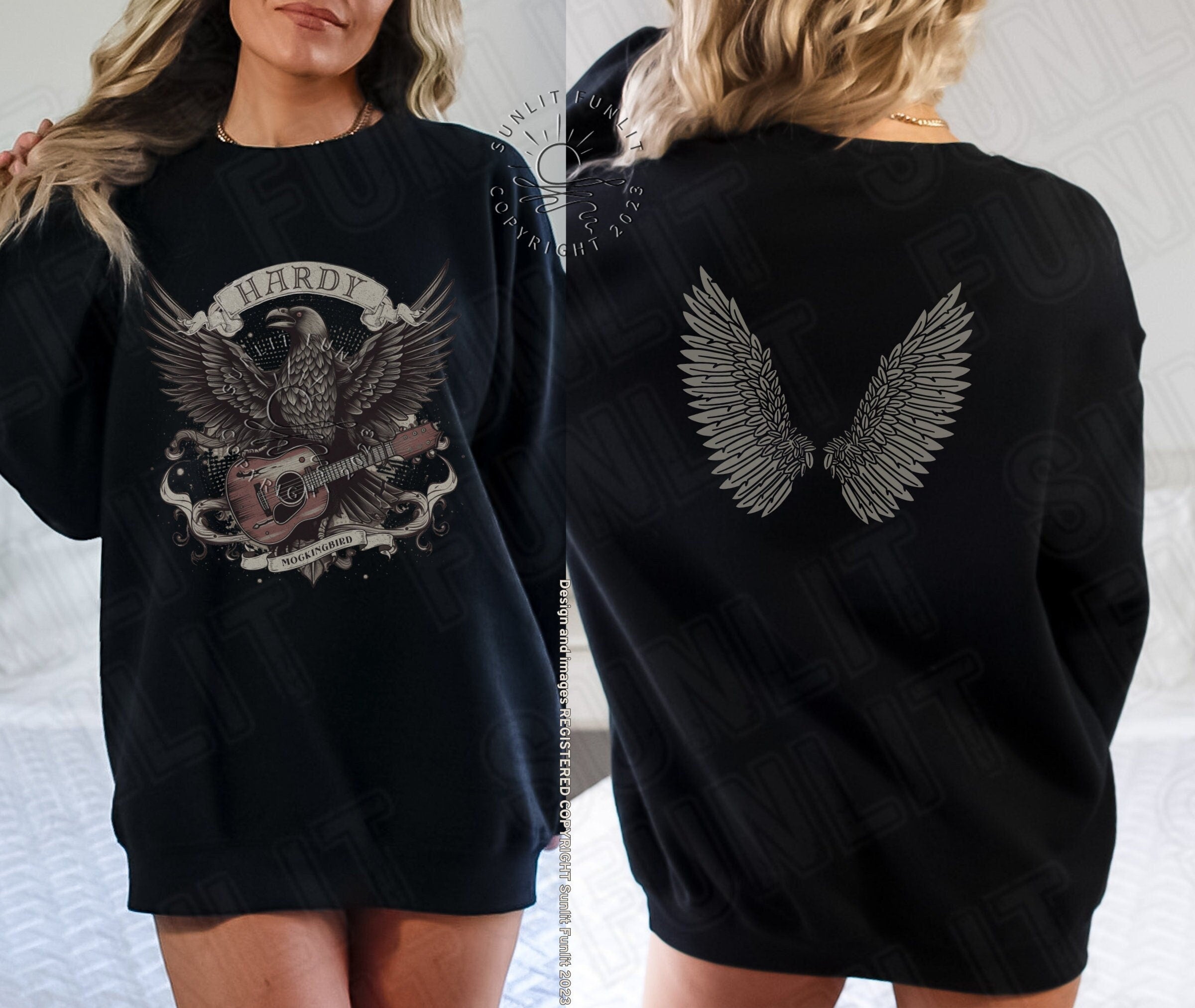 Hardy Sweatshirt for Concert, Hardy Shirt Mockingbird Crow, Country Music Sweater, Two Sided Crewneck Sweater, Oversized Hardy Fan Gift - SunlitFunlit