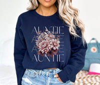 Thumbnail for Auntie Wildflower Sweatshirt, Aunt Crewneck Flowers Shirt, Cute Floral Auntie Sweater Plus Size, Pregnancy Reveal, Trendy Auntie Gifts - SunlitFunlit