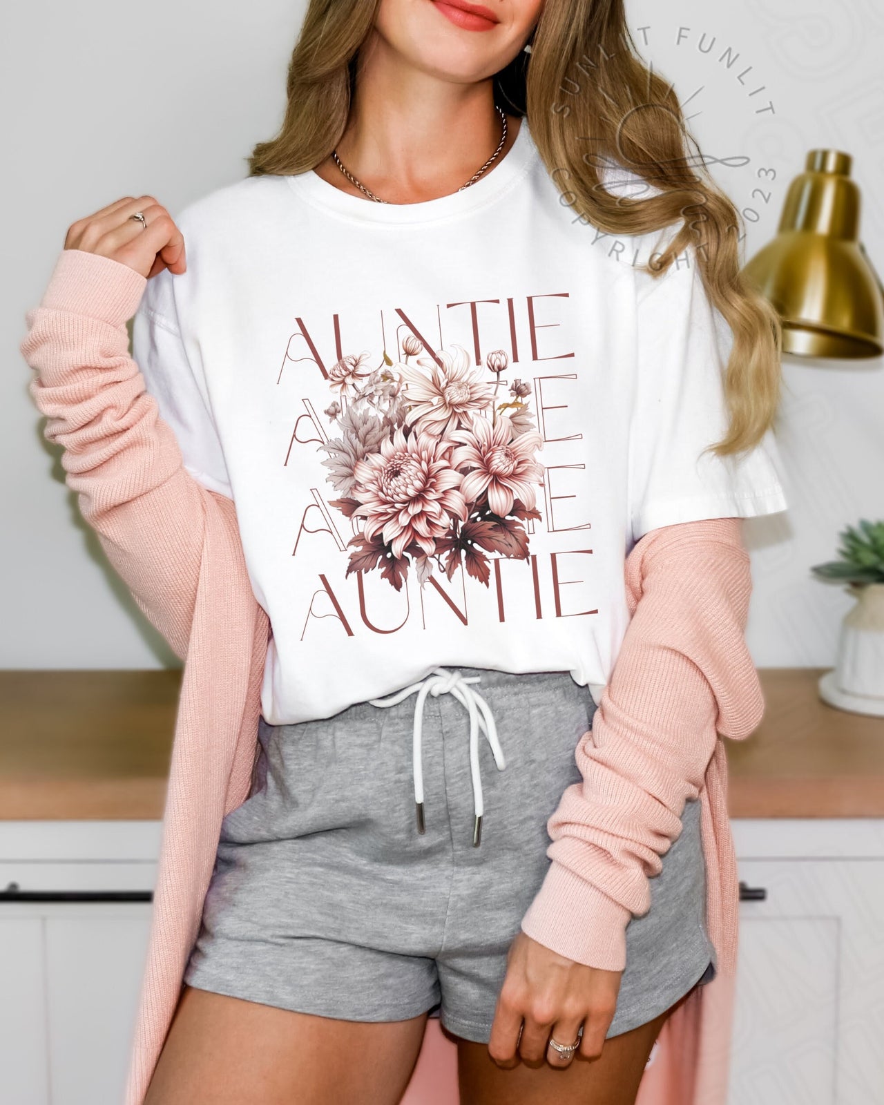 Wildflower Auntie Shirt Comfort Colors, Aunty Tshirt - SunlitFunlit