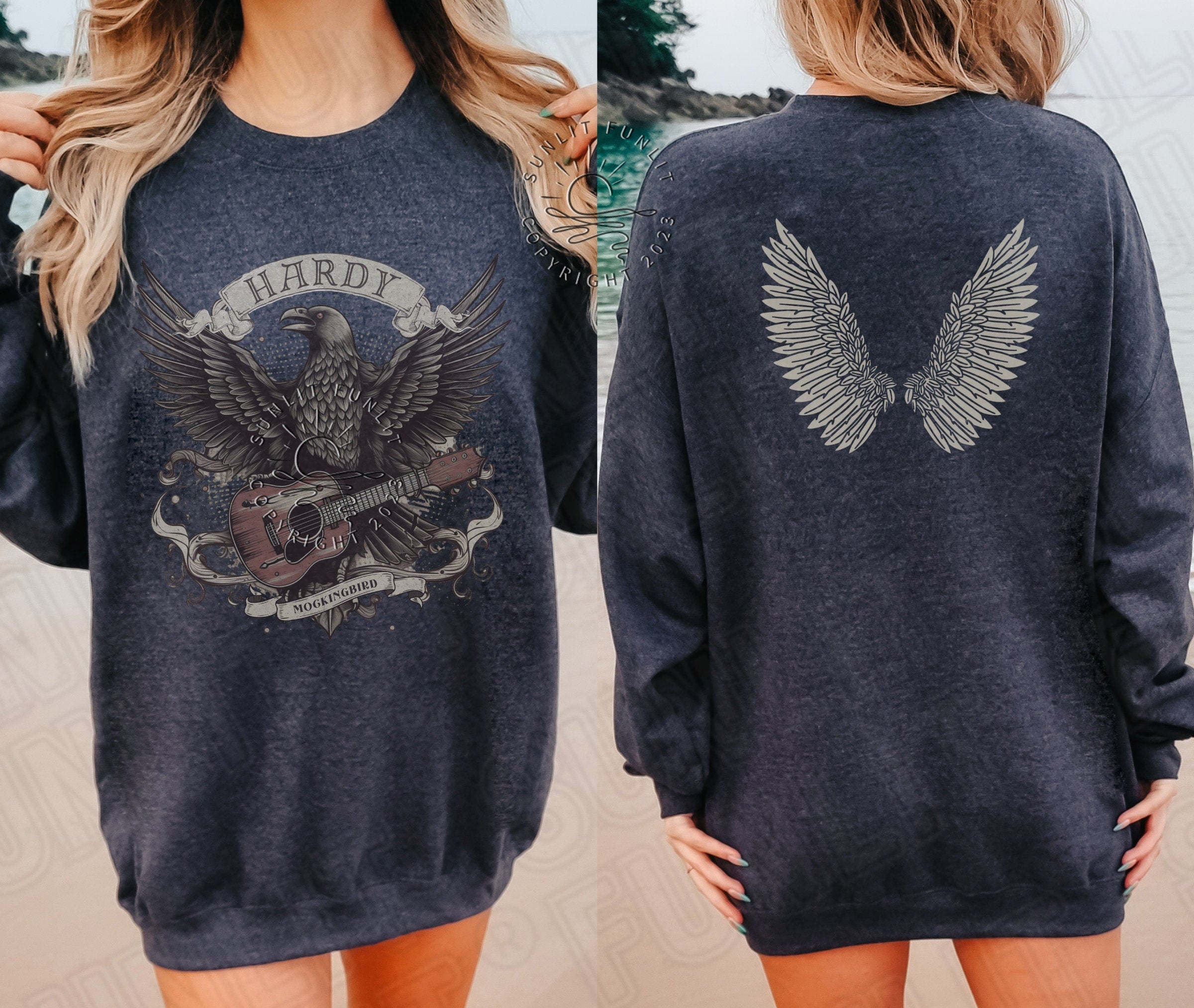 Hardy Sweatshirt for Concert, Hardy Shirt Mockingbird Crow, Country Music Sweater, Two Sided Crewneck Sweater, Oversized Hardy Fan Gift - SunlitFunlit