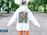 Thumbnail for Jelly Roll Hoodie Somebody Save Me Sweatshirt, Jelly Roll Concert Merch Pullover, Two Sided Floral Oversized Country Music Shirt, Fan Gift - SunlitFunlit