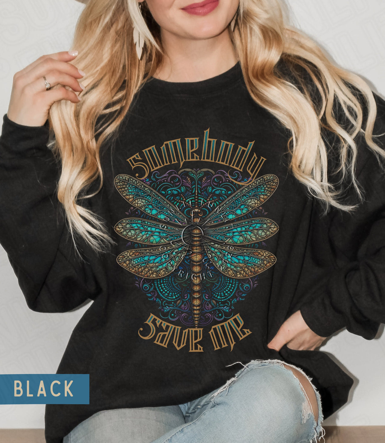 Jelly Roll Sweatshirt Somebody Save Me Sweater, Jelly Roll Concert Merch, Country Music Shirt, Save Me From Myself Dragonfly Sweatshirt Gift - SunlitFunlit