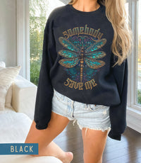 Thumbnail for Jelly Roll Sweatshirt Somebody Save Me Sweater, Jelly Roll Concert Merch, Country Music Shirt, Save Me From Myself Dragonfly Sweatshirt Gift - SunlitFunlit