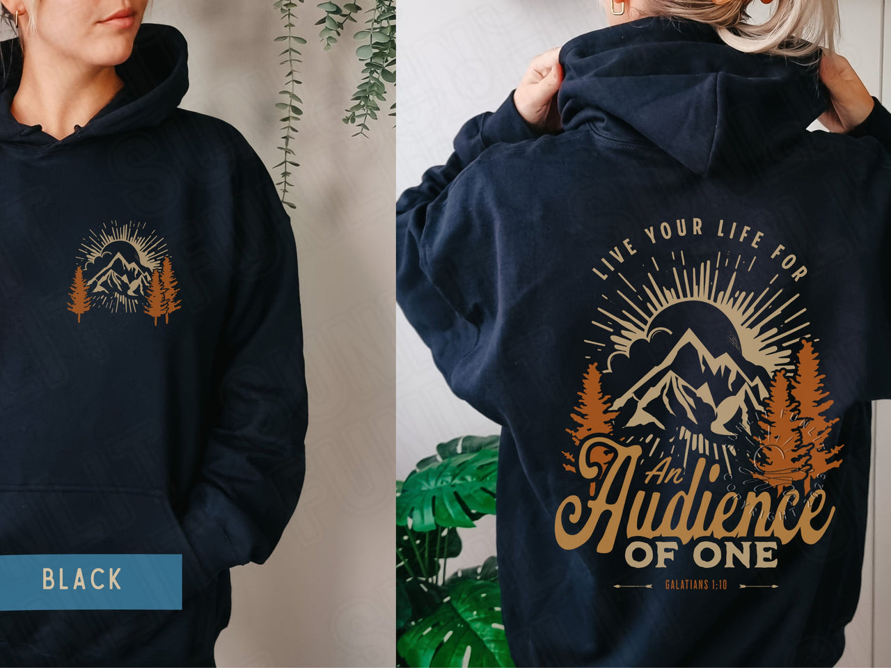 Christian Hoodie Words on Back, Galatians Sweatshirt Mountain, Hoodies Front and Back, Subtle Christian Aesthetic Sweater, Religious Gift - SunlitFunlit